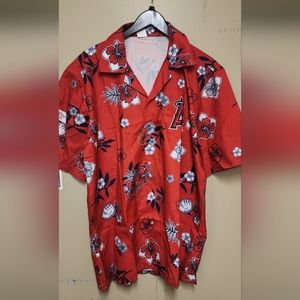 Angels Baseball Hawaiian style button down shirt size OSFM